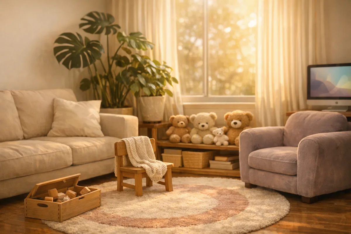 פינת טיפול חמה ובטוחה לילדים, מרחב מזמין לטיפול בחרדה בילדים אצל מנורי בבנימינה